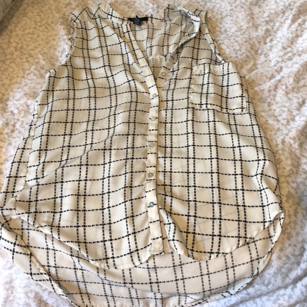 Sheer black and white tank top